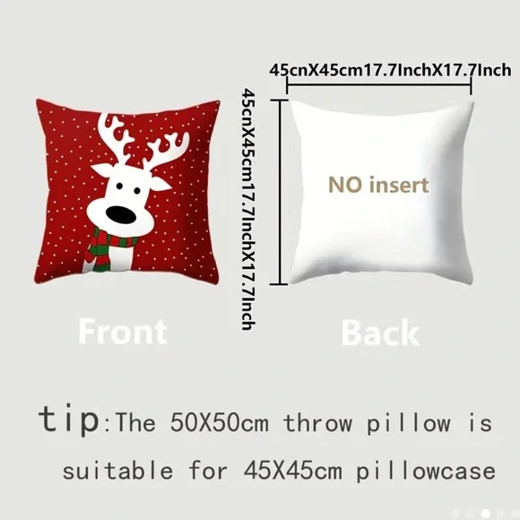 4pcs, Christmas Throw Pillow Covers, Without Pillow Core (45cmX45cm/ 17.7" X17") - Picture 4 of 5